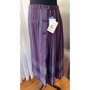 Vintage 80s wool pleated skirt, purple plaid, Al Jean Canada, NWT, size 2/4 (S)